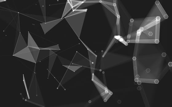 Abstract polygonal space low poly dark background with connecting dots and lines. Connection structure. 3d rendering