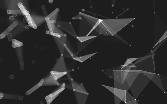 Abstract polygonal space low poly dark background with connecting dots and lines. Connection structure. 3d rendering