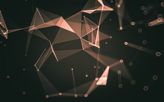 Abstract polygonal space low poly dark background with connecting dots and lines. Connection structure. 3d rendering