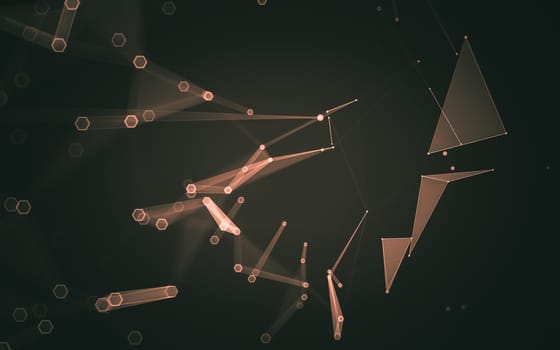 Abstract polygonal space low poly dark background with connecting dots and lines. Connection structure. 3d rendering