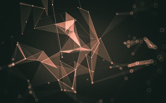 Abstract polygonal space low poly dark background with connecting dots and lines. Connection structure. 3d rendering