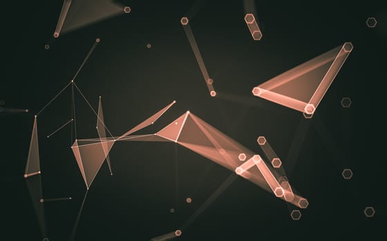 Abstract polygonal space low poly dark background with connecting dots and lines. Connection structure. 3d rendering