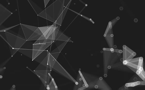 Abstract polygonal space low poly dark background with connecting dots and lines. Connection structure. 3d rendering