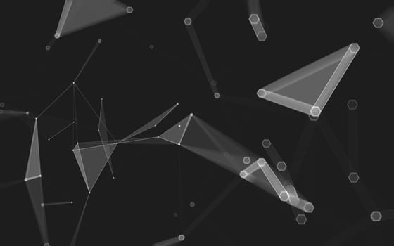 Abstract polygonal space low poly dark background with connecting dots and lines. Connection structure. 3d rendering