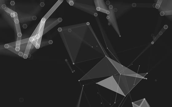 Abstract polygonal space low poly dark background with connecting dots and lines. Connection structure. 3d rendering