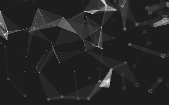 Abstract polygonal space low poly dark background with connecting dots and lines. Connection structure. 3d rendering