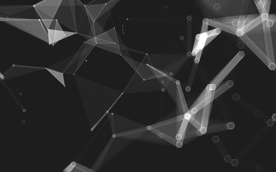 Abstract polygonal space low poly dark background with connecting dots and lines. Connection structure. 3d rendering