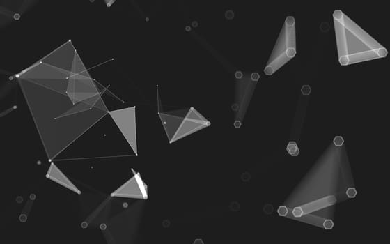 Abstract polygonal space low poly dark background with connecting dots and lines. Connection structure. 3d rendering