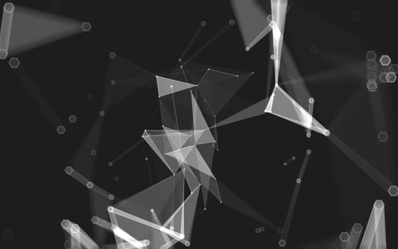 Abstract polygonal space low poly dark background with connecting dots and lines. Connection structure. 3d rendering