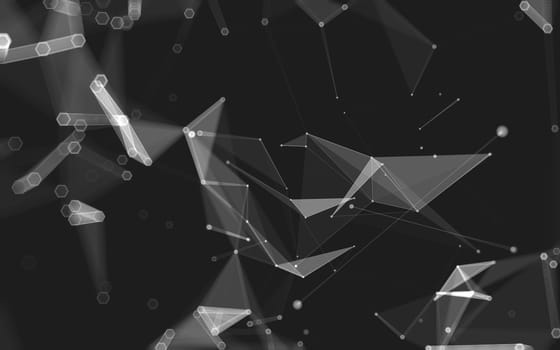 Abstract polygonal space low poly dark background with connecting dots and lines. Connection structure. 3d rendering