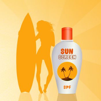 illustration of sunscreen in summer