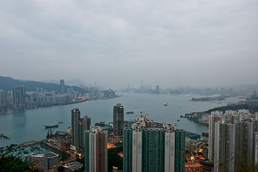 Sunset in Victoria Harbour, Hong Kong