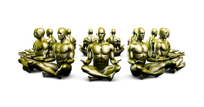 Illustration of a Male Figure Meditating in 3d