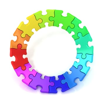 3d colorful puzzle chart wheel, isolated on white background