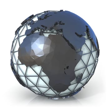 Polygonal style illustration of earth globe, Europe and Africa view