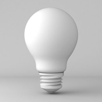 Light bulb, grey 3D render illustration isolated on white background