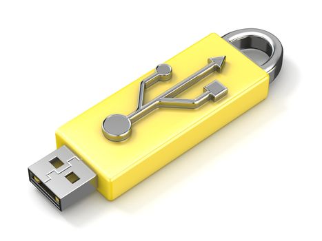 USB flash drive. 3D render illustration isolated on white background