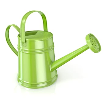 Green watering can 3D render isolated white background