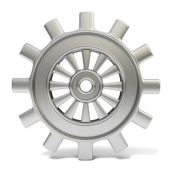 Silver cogwheel. 3D render illustration isolated on white background