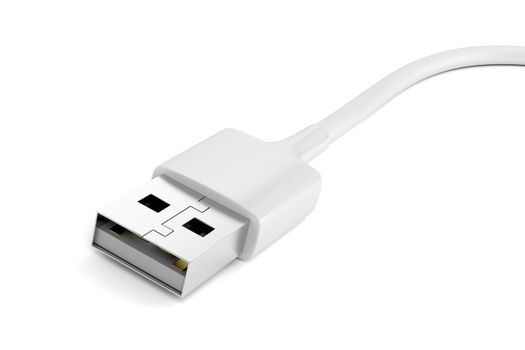 Close up of white usb cable 