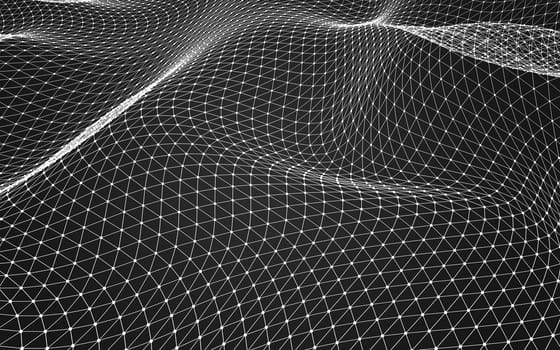 Abstract polygonal space low poly dark background with connecting dots and lines. Connection structure. 3d rendering