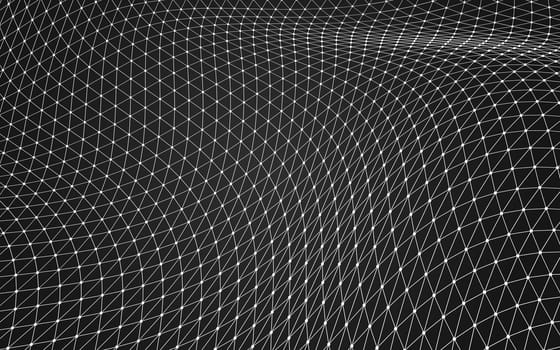 Abstract polygonal space low poly dark background with connecting dots and lines. Connection structure. 3d rendering