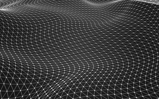 Abstract polygonal space low poly dark background with connecting dots and lines. Connection structure. 3d rendering