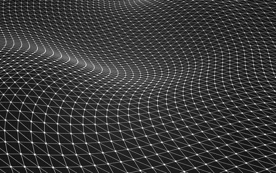 Abstract polygonal space low poly dark background with connecting dots and lines. Connection structure. 3d rendering