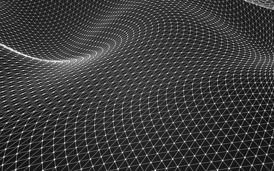 Abstract polygonal space low poly dark background with connecting dots and lines. Connection structure. 3d rendering