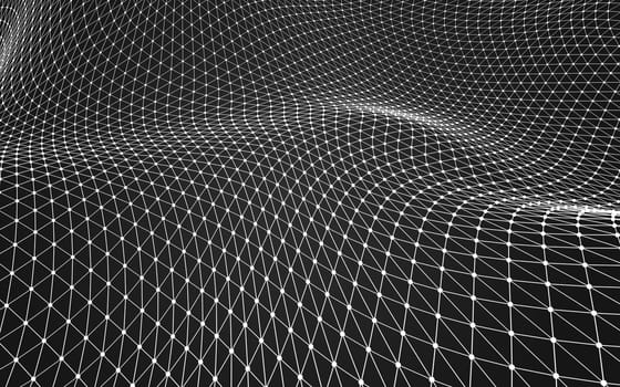 Abstract polygonal space low poly dark background with connecting dots and lines. Connection structure. 3d rendering