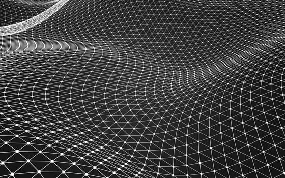 Abstract polygonal space low poly dark background with connecting dots and lines. Connection structure. 3d rendering