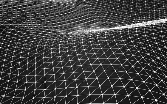 Abstract polygonal space low poly dark background with connecting dots and lines. Connection structure. 3d rendering