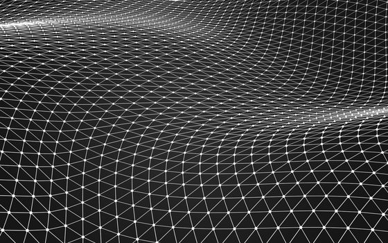 Abstract polygonal space low poly dark background with connecting dots and lines. Connection structure. 3d rendering