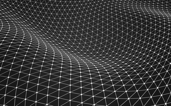 Abstract polygonal space low poly dark background with connecting dots and lines. Connection structure. 3d rendering