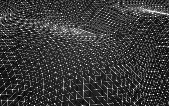 Abstract polygonal space low poly dark background with connecting dots and lines. Connection structure. 3d rendering