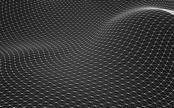 Abstract polygonal space low poly dark background with connecting dots and lines. Connection structure. 3d rendering