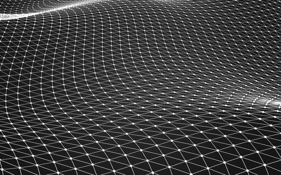 Abstract polygonal space low poly dark background with connecting dots and lines. Connection structure. 3d rendering