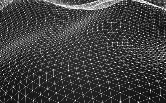 Abstract polygonal space low poly dark background with connecting dots and lines. Connection structure. 3d rendering