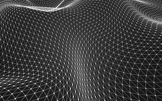 Abstract polygonal space low poly dark background with connecting dots and lines. Connection structure. 3d rendering