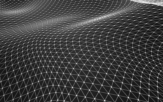 Abstract polygonal space low poly dark background with connecting dots and lines. Connection structure. 3d rendering