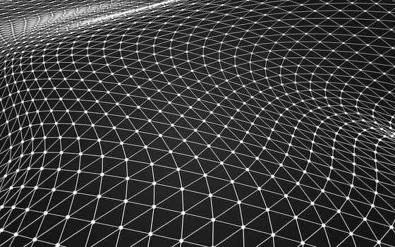 Abstract polygonal space low poly dark background with connecting dots and lines. Connection structure. 3d rendering