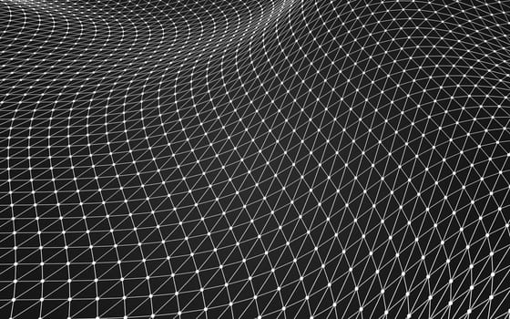 Abstract polygonal space low poly dark background with connecting dots and lines. Connection structure. 3d rendering