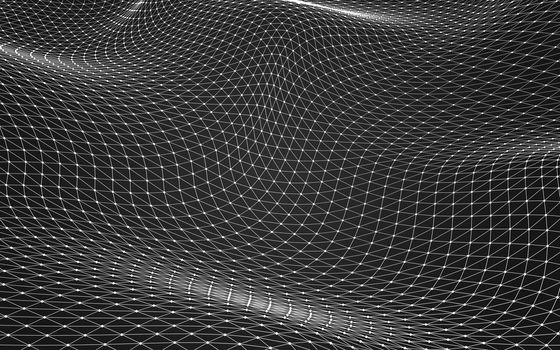 Abstract polygonal space low poly dark background with connecting dots and lines. Connection structure. 3d rendering