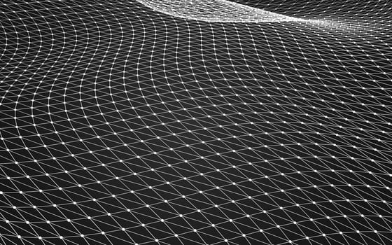 Abstract polygonal space low poly dark background with connecting dots and lines. Connection structure. 3d rendering