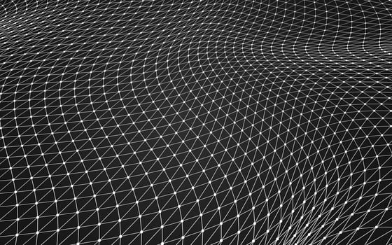 Abstract polygonal space low poly dark background with connecting dots and lines. Connection structure. 3d rendering