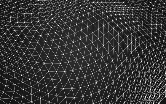 Abstract polygonal space low poly dark background with connecting dots and lines. Connection structure. 3d rendering