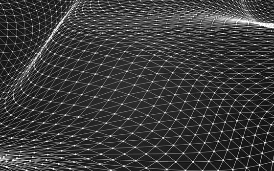 Abstract polygonal space low poly dark background with connecting dots and lines. Connection structure. 3d rendering