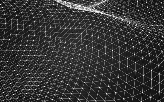 Abstract polygonal space low poly dark background with connecting dots and lines. Connection structure. 3d rendering