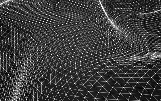 Abstract polygonal space low poly dark background with connecting dots and lines. Connection structure. 3d rendering