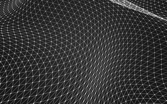 Abstract polygonal space low poly dark background with connecting dots and lines. Connection structure. 3d rendering